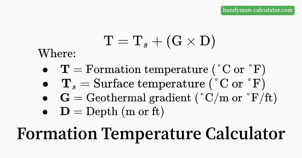 Formation Temperature Calculator - Estimate subsurface temperatures using surface temperature, geothermal gradient, and depth (supports metric and imperial units).