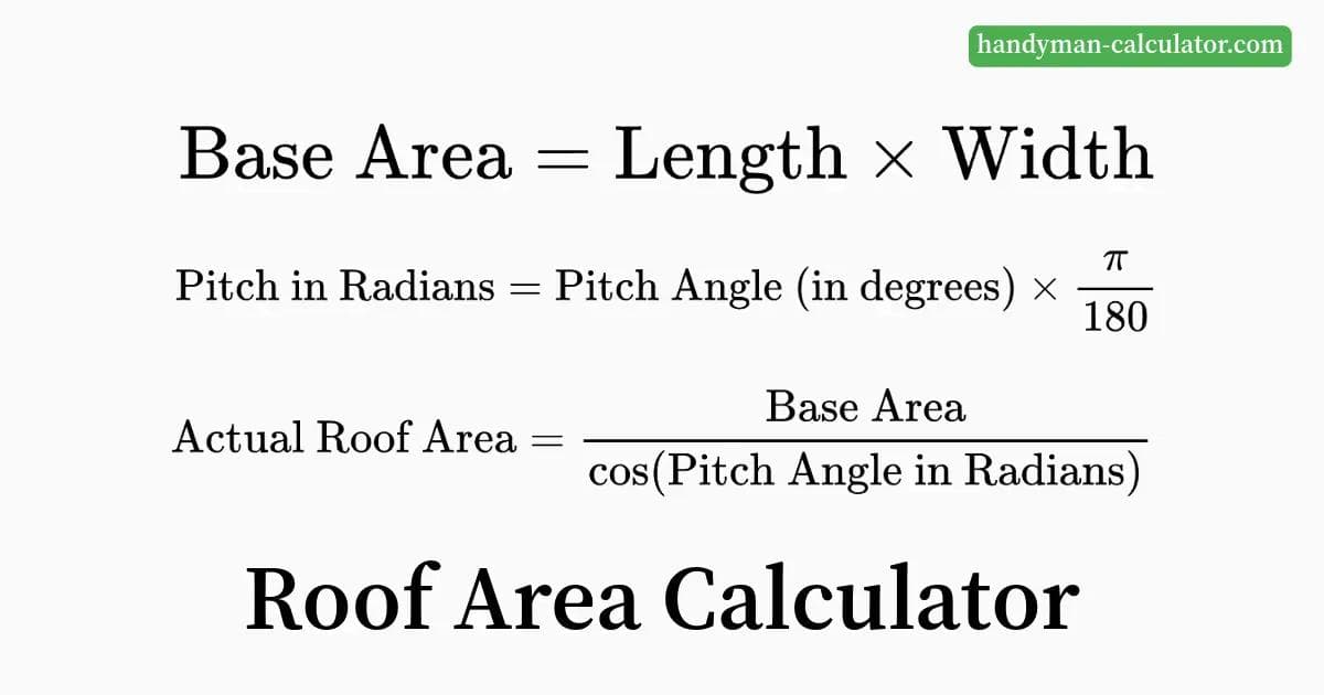 Roof Area Calculator - Calculate base and actual roof area using length, width, and pitch (supports metric and imperial units).
