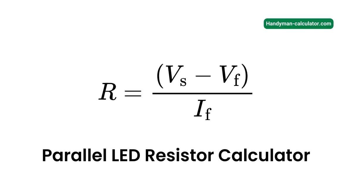 Parallel LED resistor calculator diagram with multiple LEDs and resistors connected to a 12V power supply, demonstrating individual resistors for each LED.