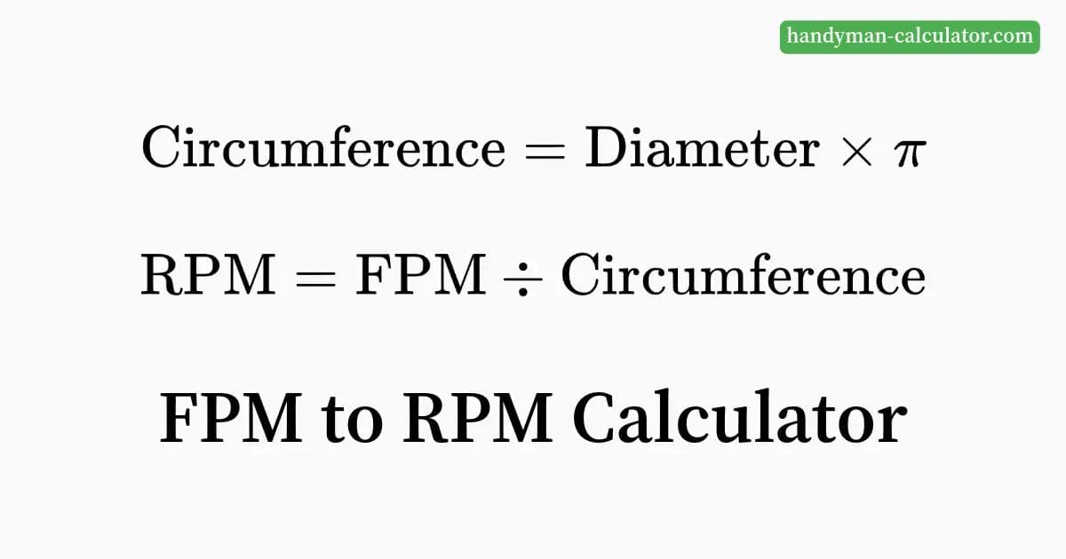 Feet per Minute to RPM Calculator - Convert FPM to RPM using linear speed and diameter of the rotating object.